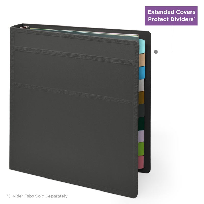 Carstens 1.5-Inch Heavy Duty 3-Ring Binder - Side Opening, Charcoal Gray, Durable Plastic, Precision No-Gap Rings, Waterproof Cover, No Pockets, Holds 250 Sheets, BPA-Free, Made in USA (2042-3R) - Image 5